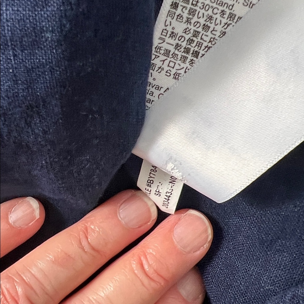 J.CREW Sz L Navy Blue Capitaine 100% Linen Shirtdress EUC Minimalist Summer - Picture 10 of 10